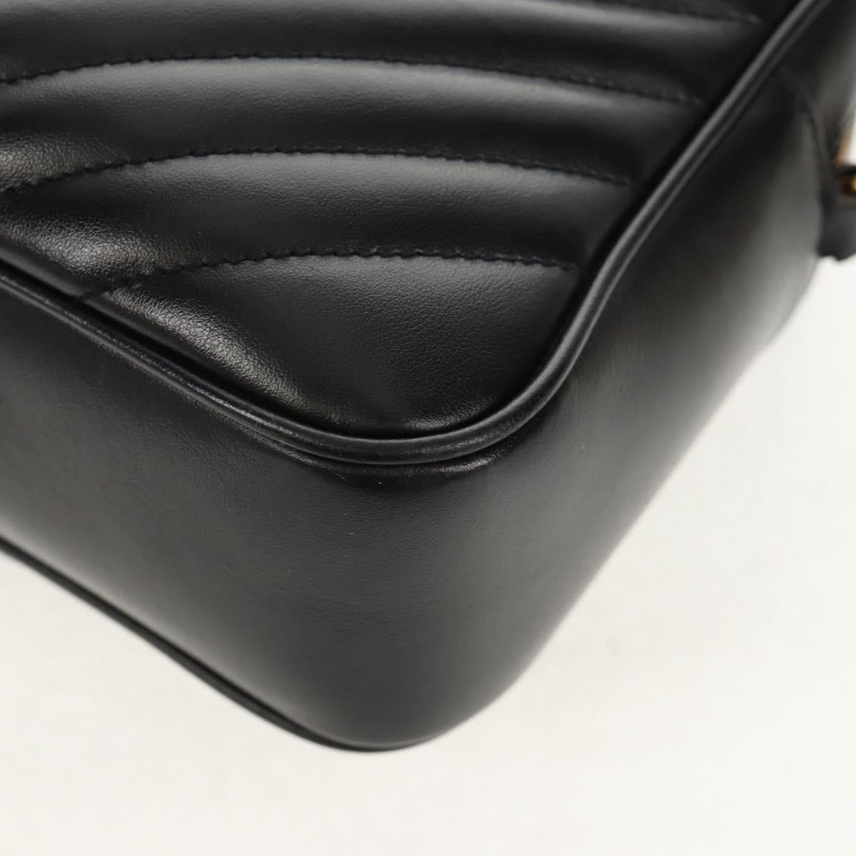 SAINT LAURENT Shoulder Bag Lamb Skin Black Gold Auth 153740SAM