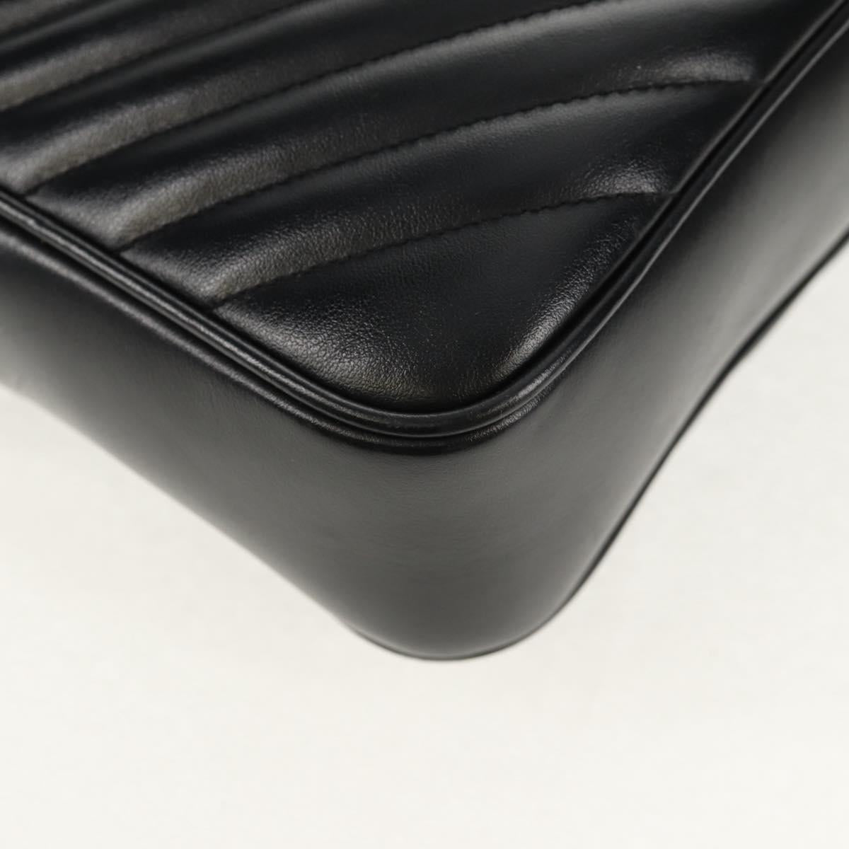 SAINT LAURENT Shoulder Bag Lamb Skin Black Gold Auth 153740SAM