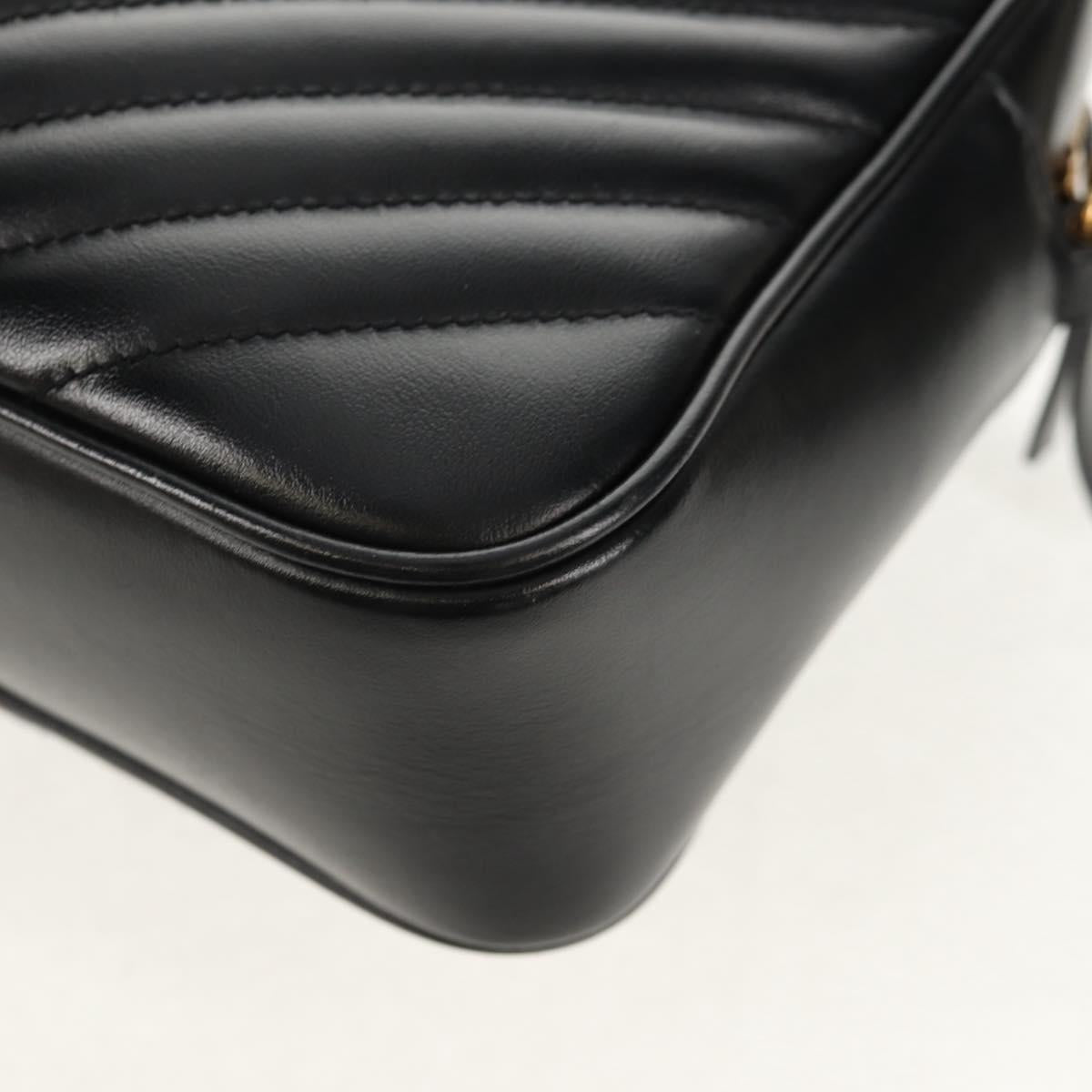 SAINT LAURENT Shoulder Bag Lamb Skin Black Gold Auth 153740SAM