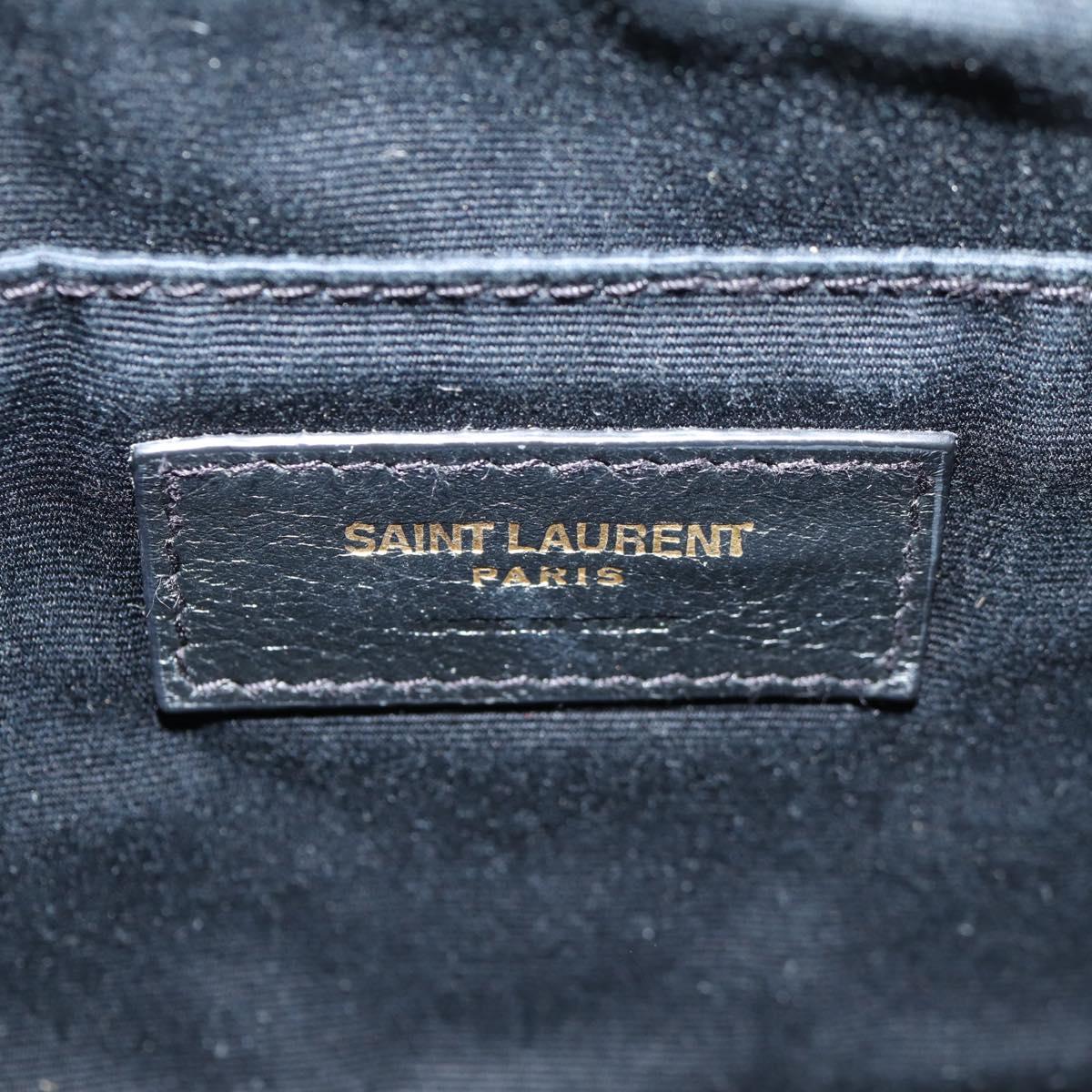 SAINT LAURENT Shoulder Bag Lamb Skin Black Gold Auth 153740SAM