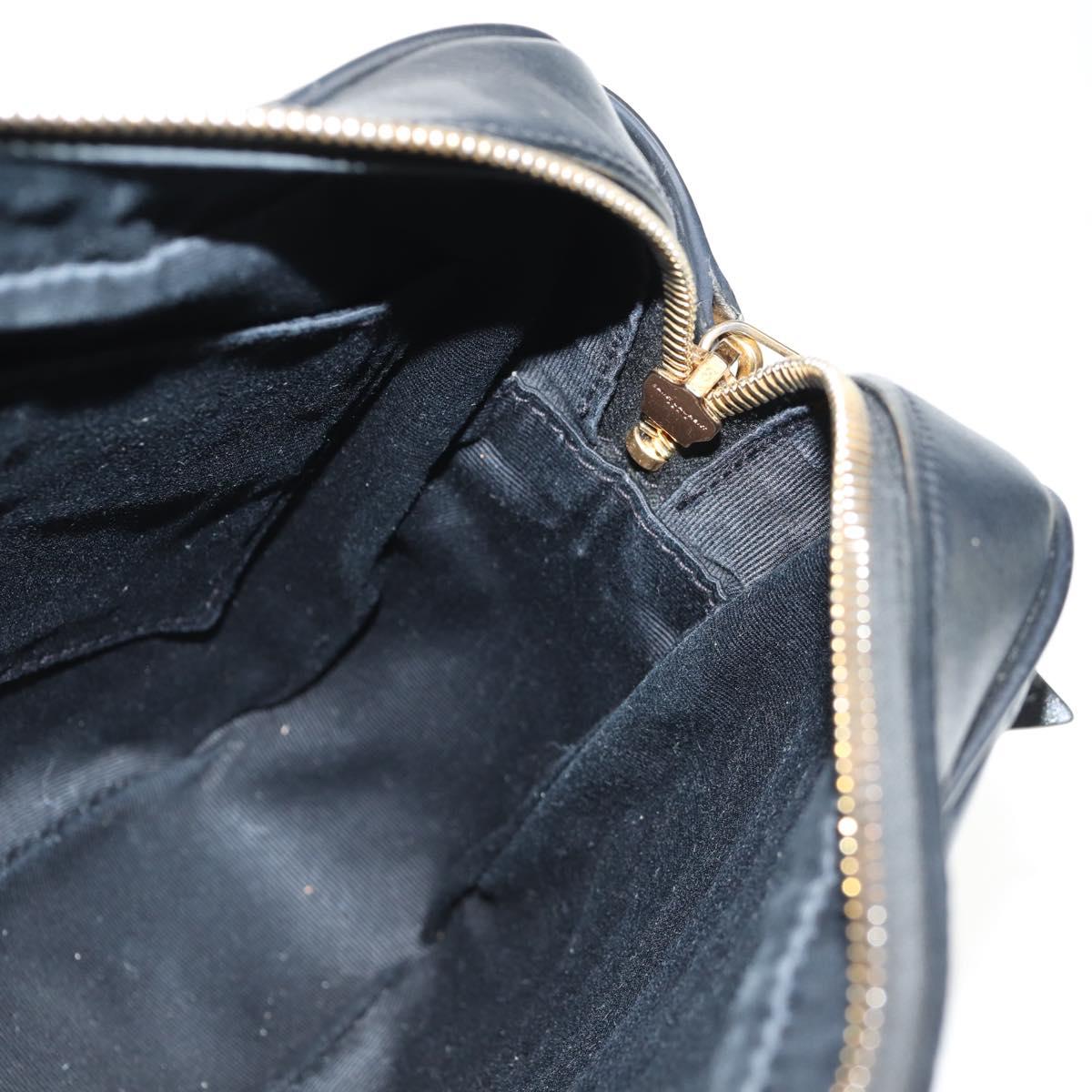SAINT LAURENT Shoulder Bag Lamb Skin Black Gold Auth 153740SAM