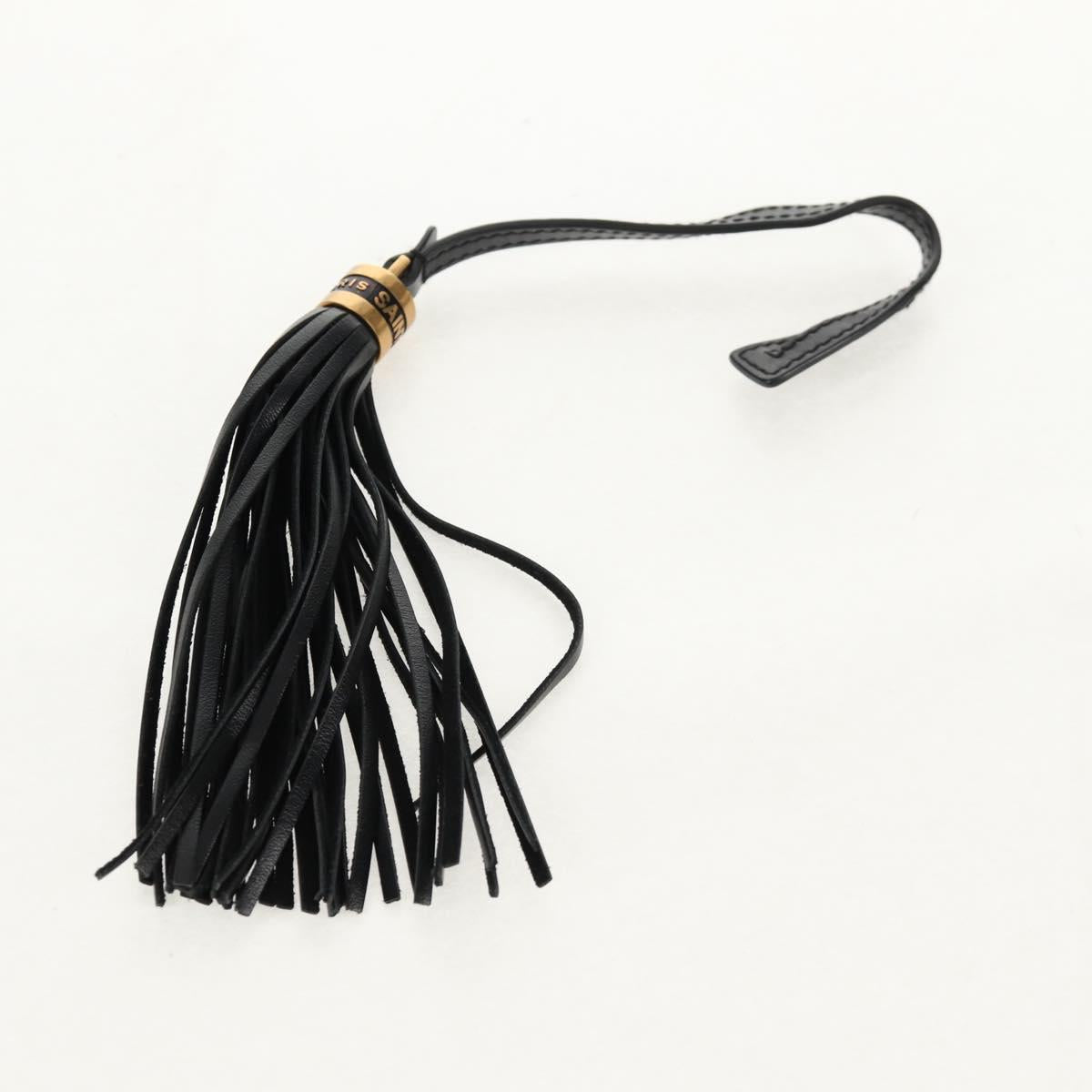 SAINT LAURENT Shoulder Bag Lamb Skin Black Gold Auth 153740SAM