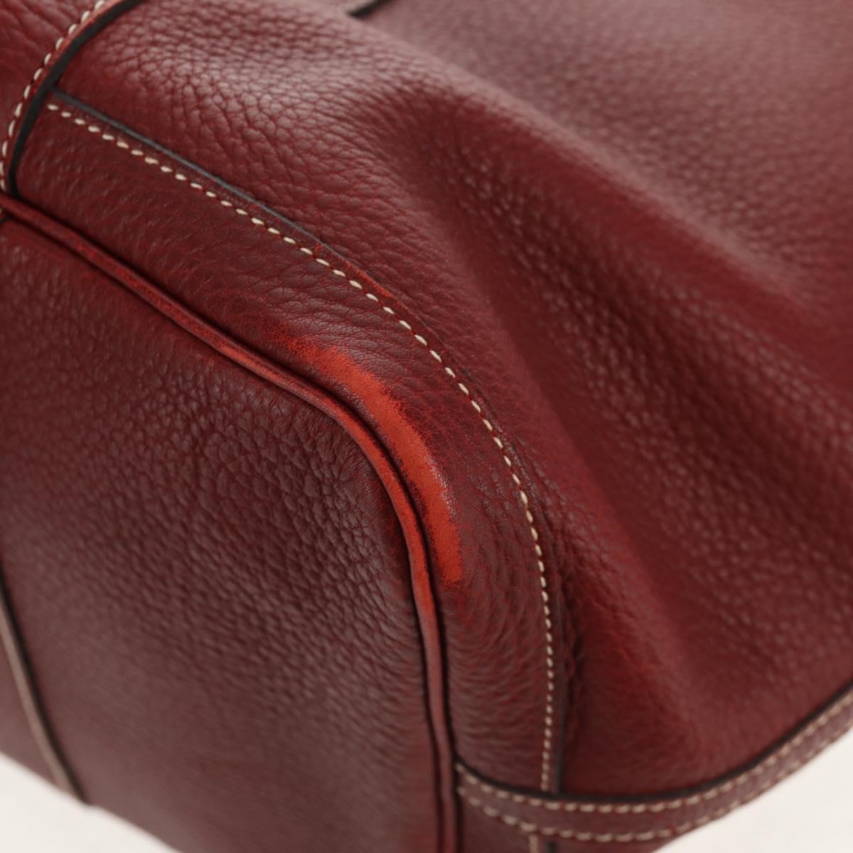 HERMES Garden Party PM Hand Bag Leather Wine Red Silver Auth 153742V