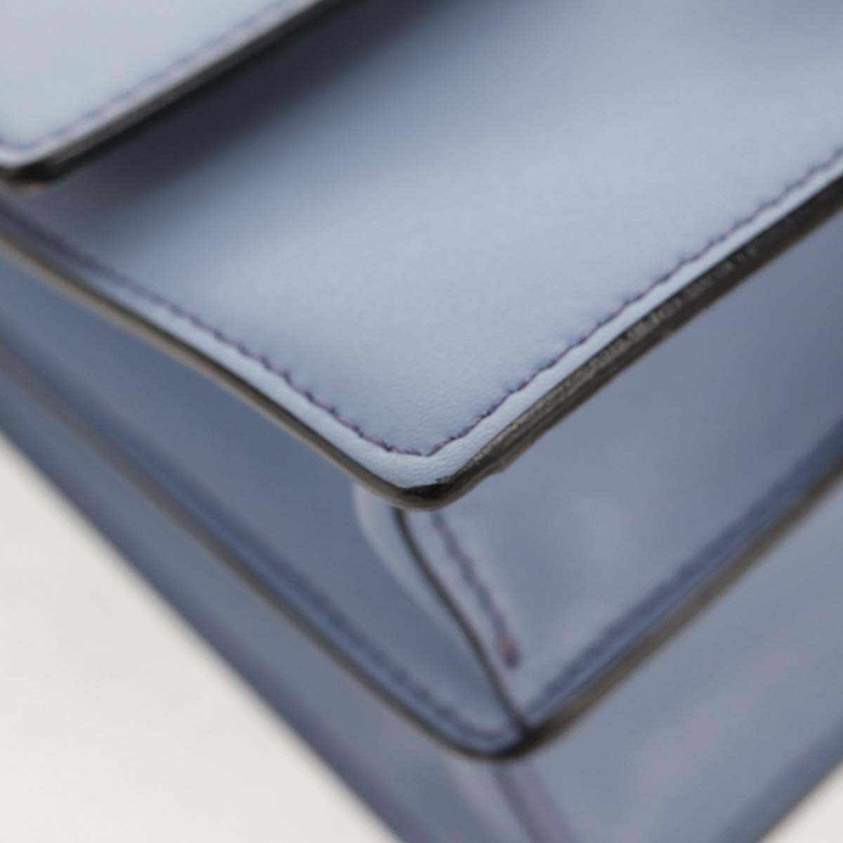 FENDI Cany Small Shoulder Bag Leather Light Blue Silver 8M0381 Auth 153743V