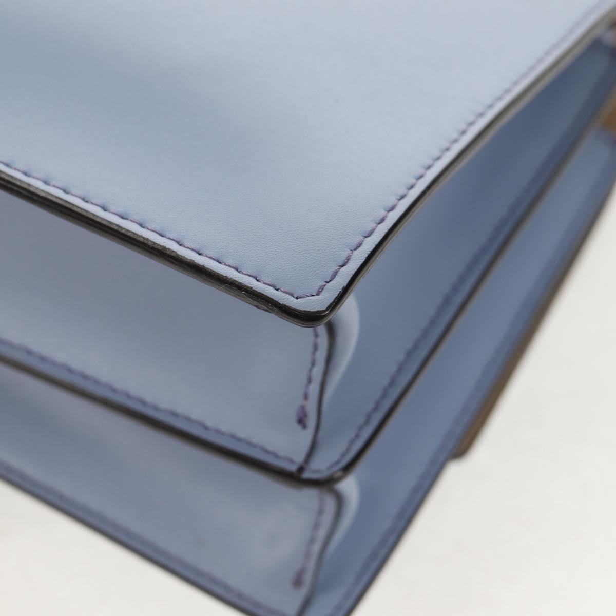 FENDI Cany Small Shoulder Bag Leather Light Blue Silver 8M0381 Auth 153743V