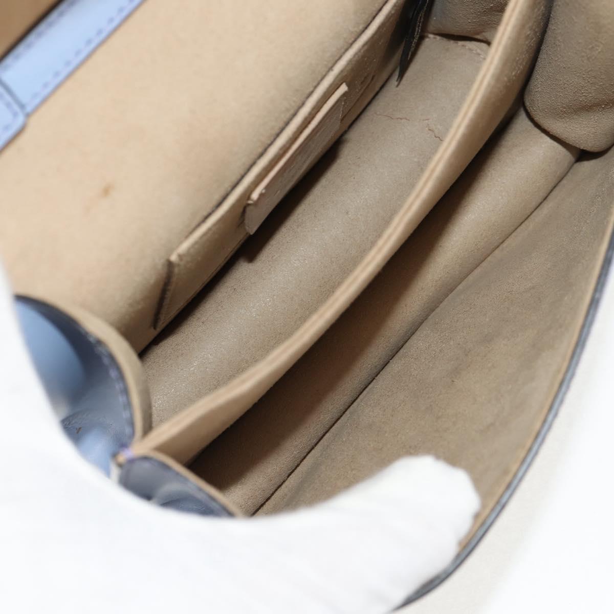 FENDI Cany Small Shoulder Bag Leather Light Blue Silver 8M0381 Auth 153743V