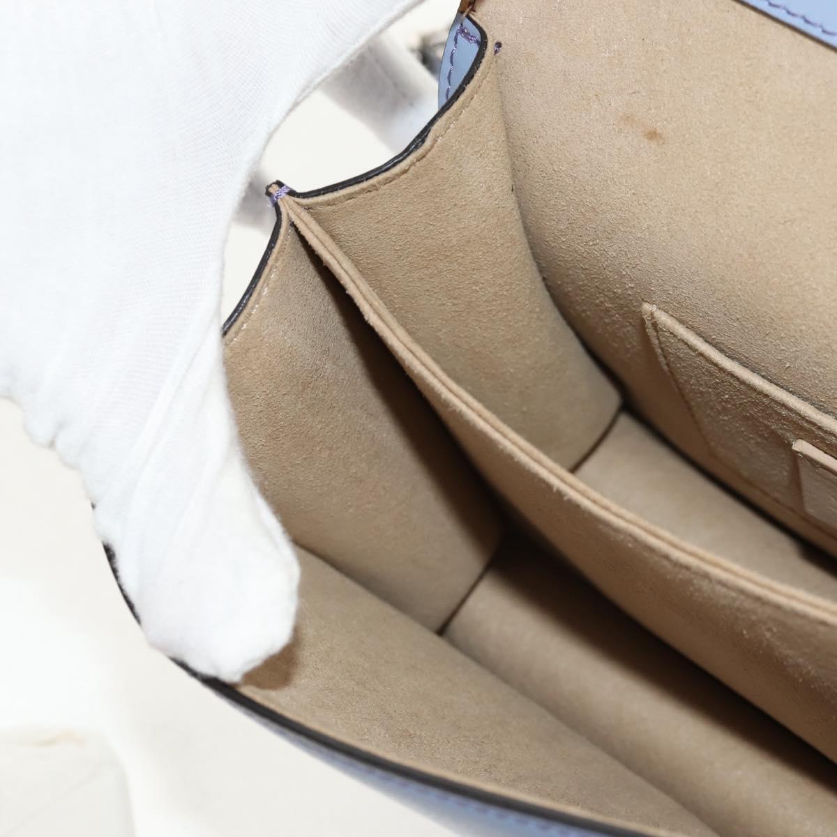 FENDI Cany Small Shoulder Bag Leather Light Blue Silver 8M0381 Auth 153743V