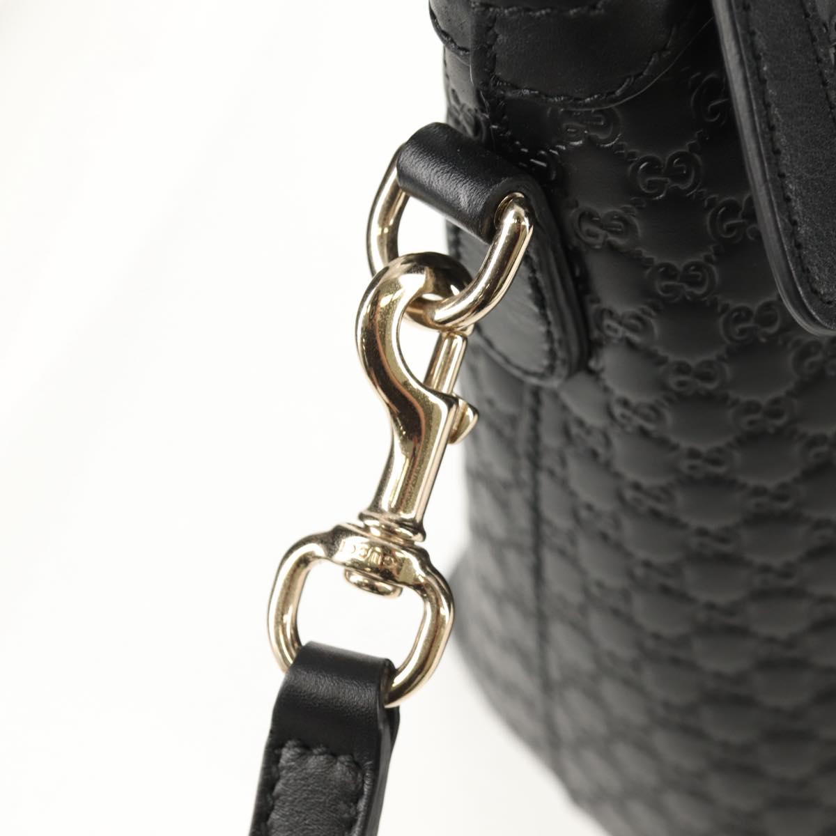 GUCCI Micro GG Canvas Tote Bag Outlet 2way Black Gold 449656 Auth 153748SAM