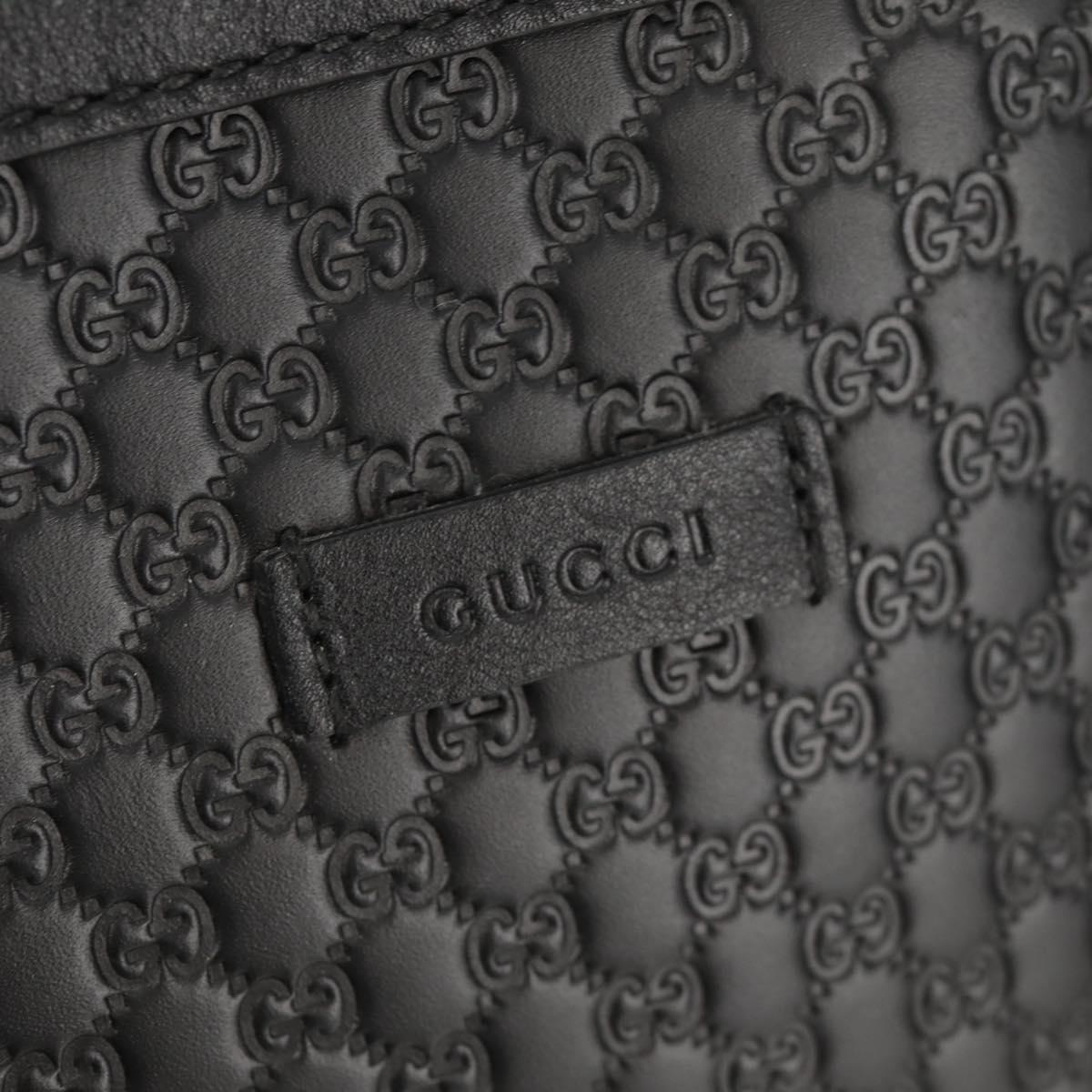 GUCCI Micro GG Canvas Tote Bag Outlet 2way Black Gold 449656 Auth 153748SAM