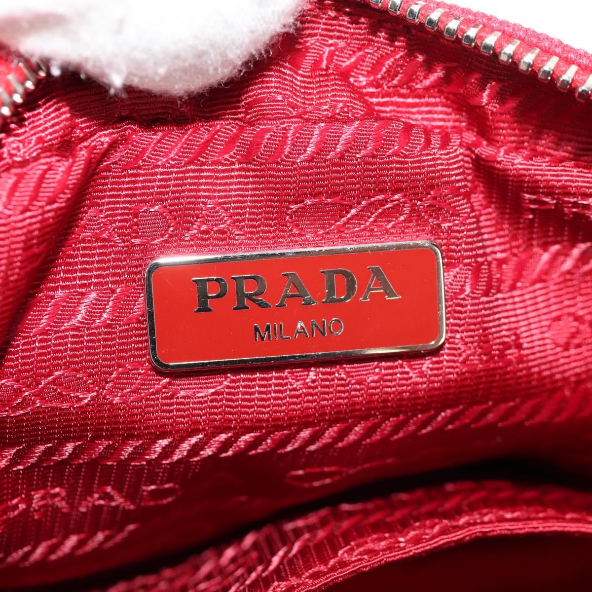 PRADA Canapa PM Hand Bag Canvas 2way Red Silver Auth 153759V