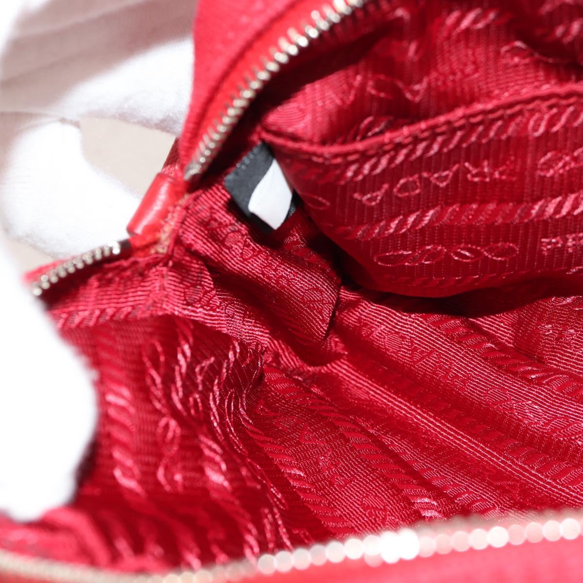 PRADA Canapa PM Hand Bag Canvas 2way Red Silver Auth 153759V