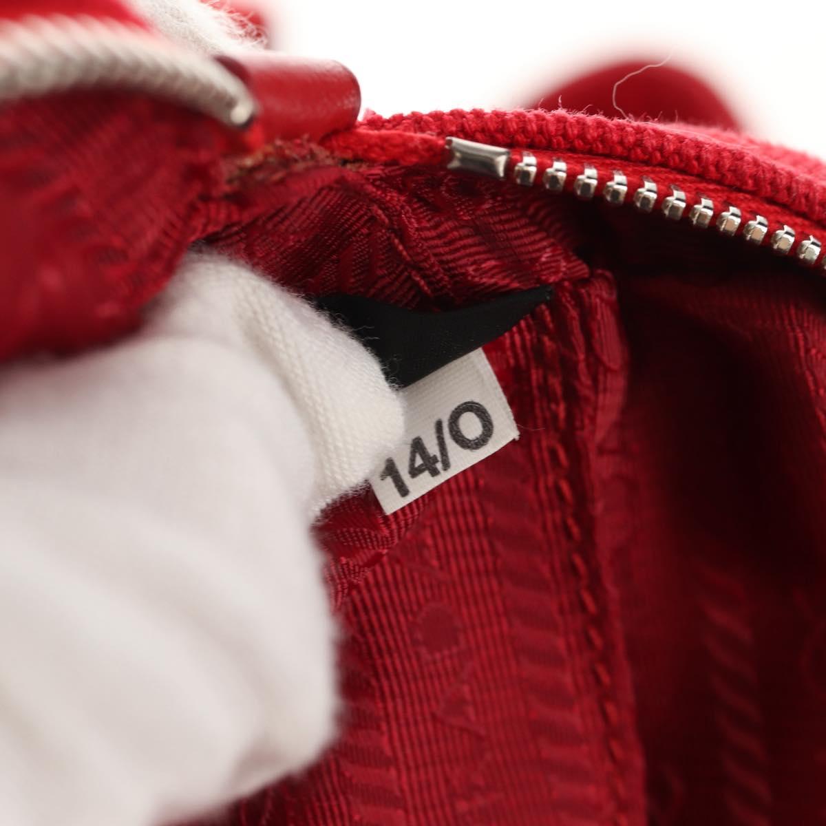 PRADA Canapa PM Hand Bag Canvas 2way Red Silver Auth 153759V