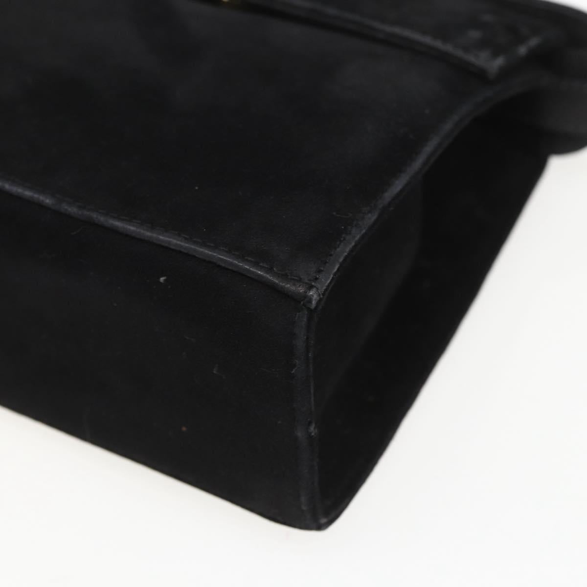 Salvatore Ferragamo Vala Hand Bag Suede 2way Black Gold Auth 153762V