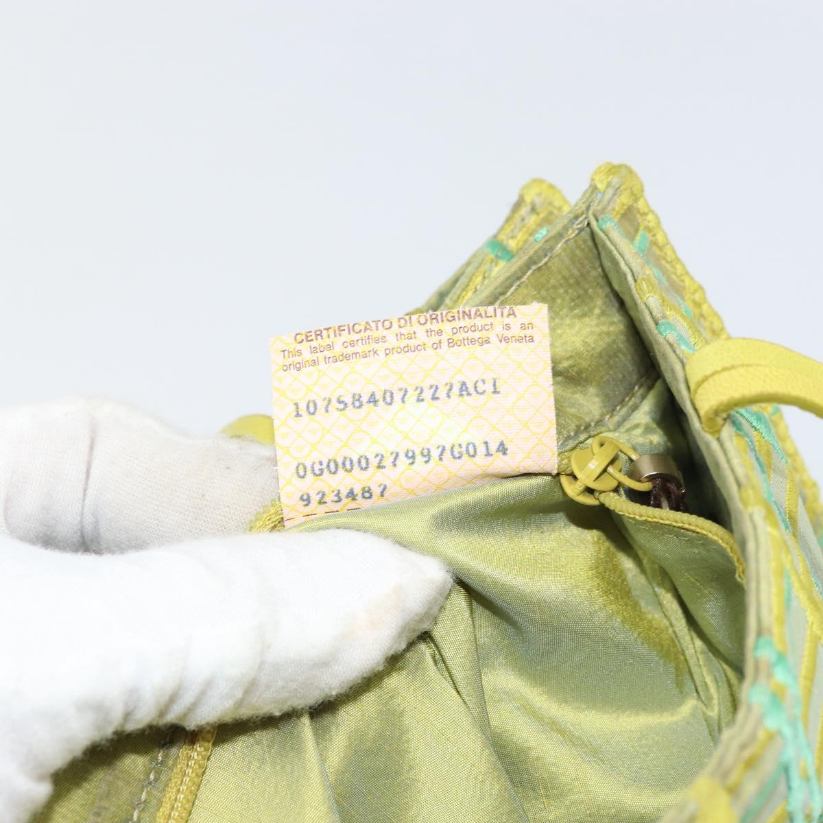 BOTTEGA VENETA Hand Bag Nylon Green Silver Auth 153765
