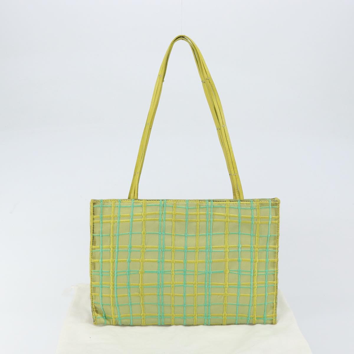 BOTTEGA VENETA Hand Bag Nylon Green Silver Auth 153765