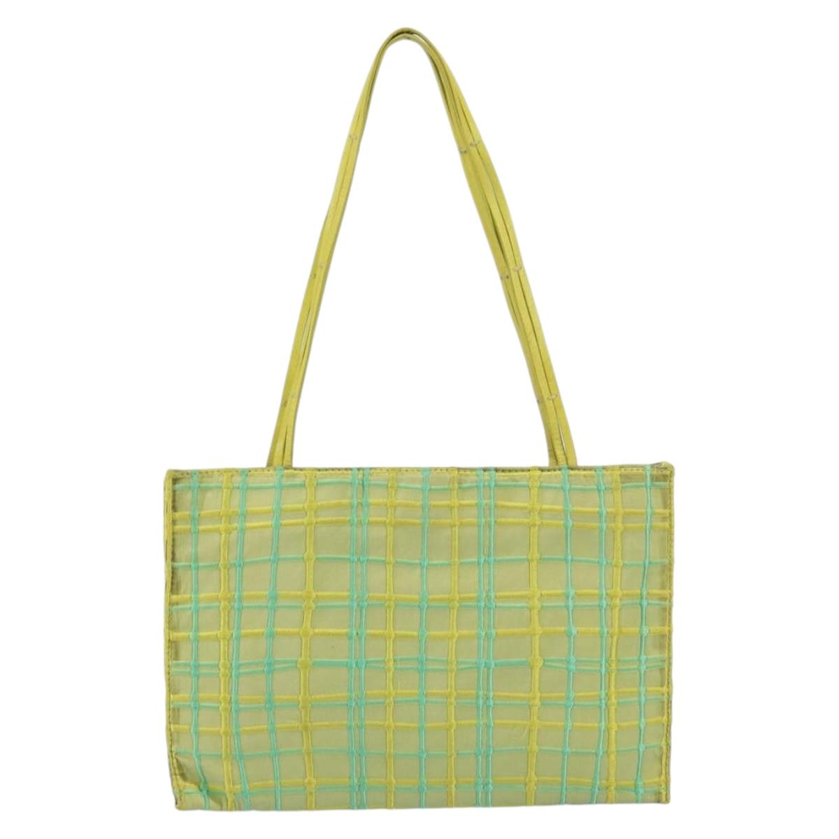 BOTTEGA VENETA Hand Bag Nylon Green Silver Auth 153765