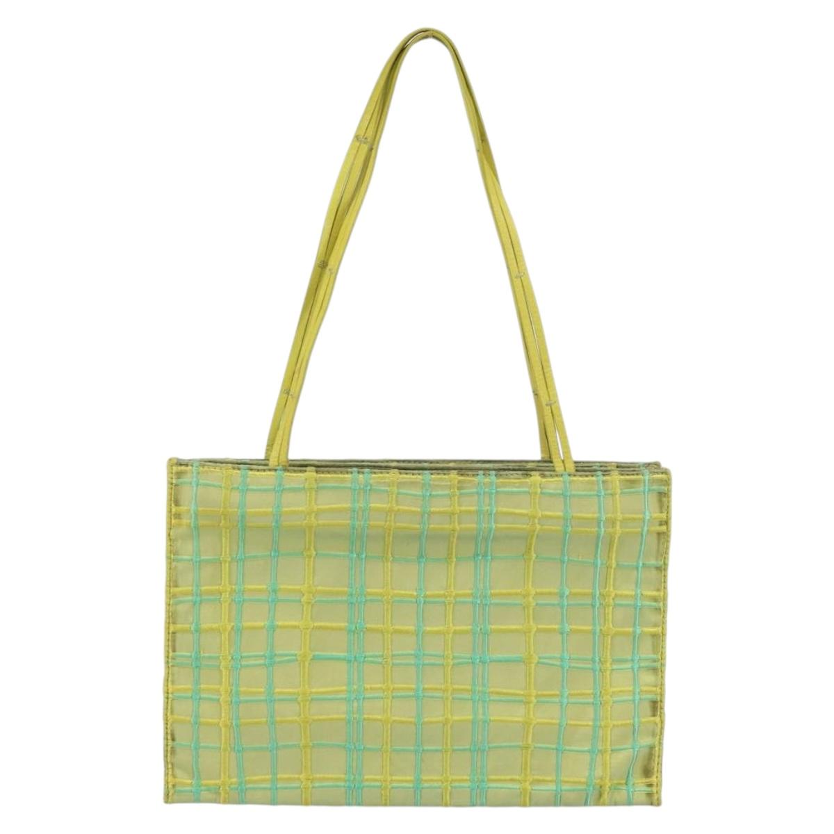 BOTTEGA VENETA Hand Bag Nylon Green Silver Auth 153765