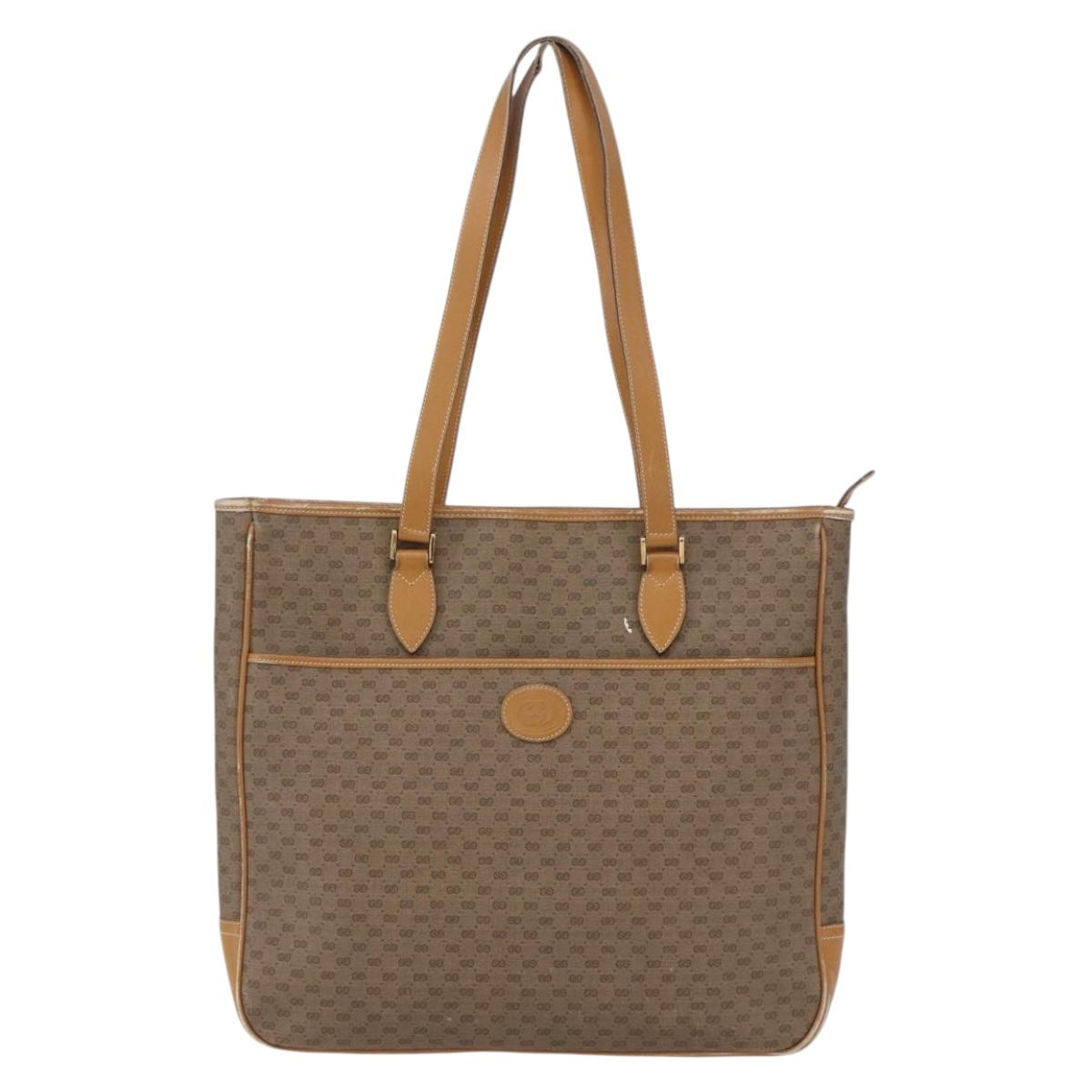 GUCCI Micro GG Supreme Tote Bag PVC Brown Gold 002 39 0149 Auth 153769