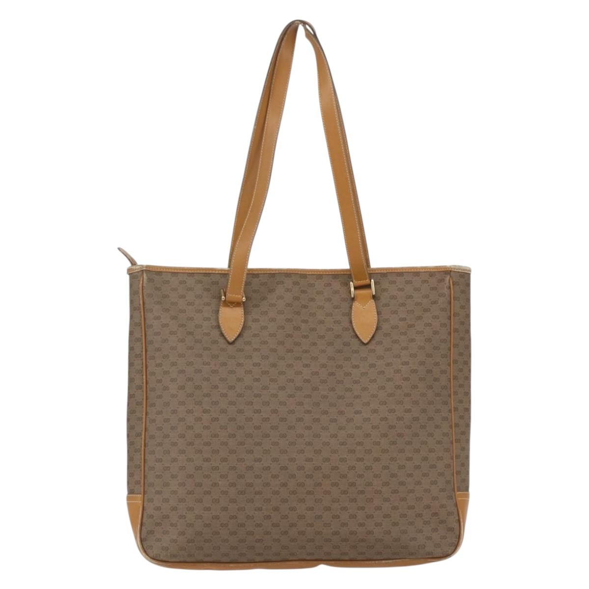 GUCCI Micro GG Supreme Tote Bag PVC Brown Gold 002 39 0149 Auth 153769