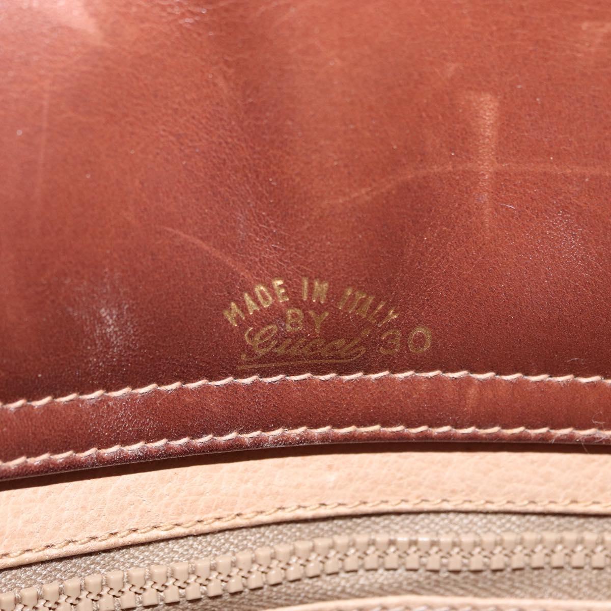 GUCCI Web Sherry Line Shoulder Bag Leather Old GUCCI Gold Brown Auth 153770