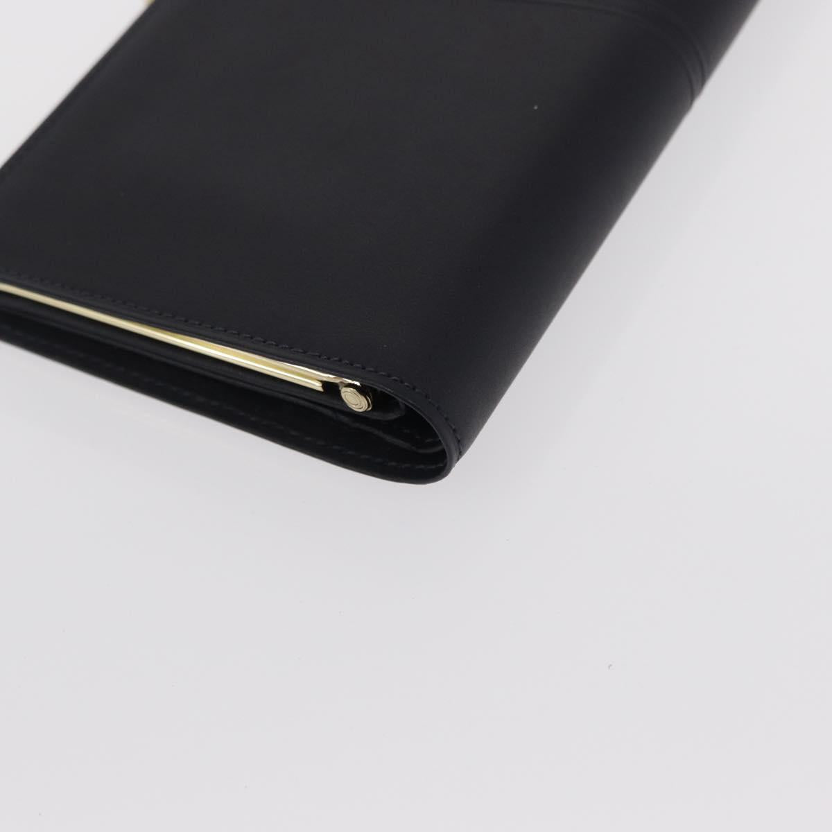 GIVENCHY Long Wallet Leather Black Auth 153774V