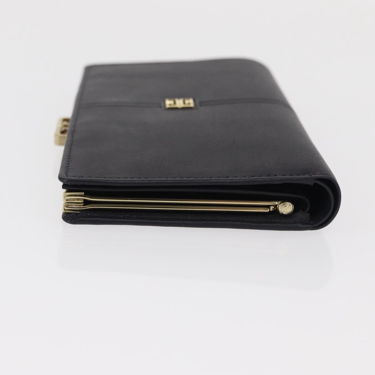 GIVENCHY Long Wallet Leather Black Auth 153774V
