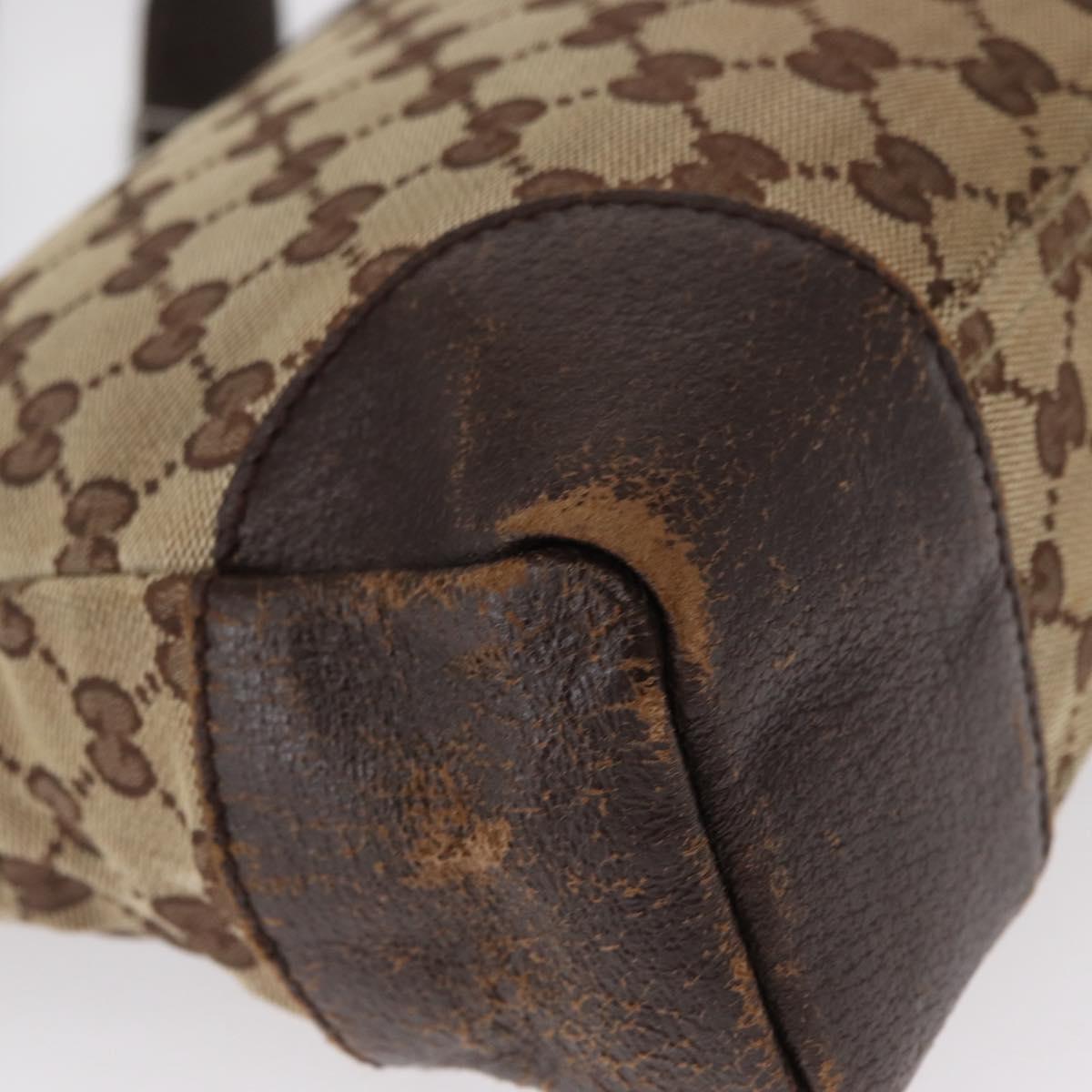 GUCCI GG Canvas Shoulder Bag Beige Silver 114273 Auth 153777