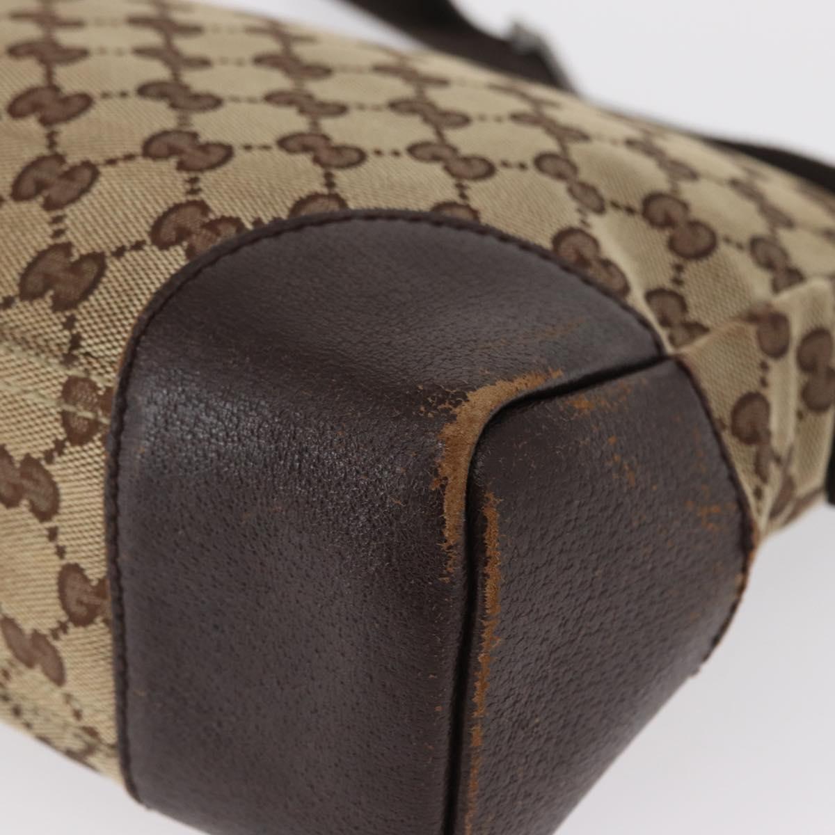 GUCCI GG Canvas Shoulder Bag Beige Silver 114273 Auth 153777