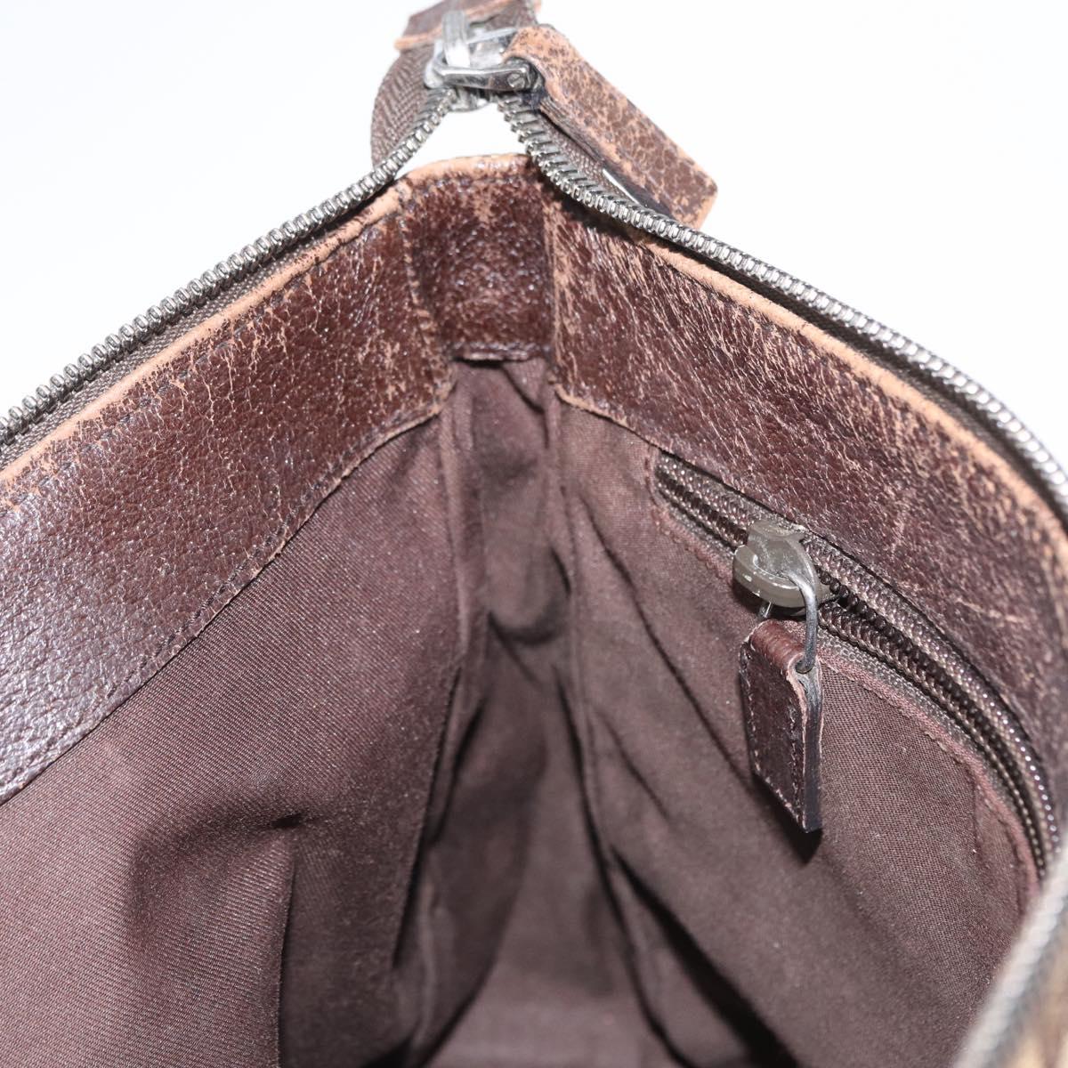 GUCCI GG Canvas Shoulder Bag Beige Silver 114273 Auth 153777