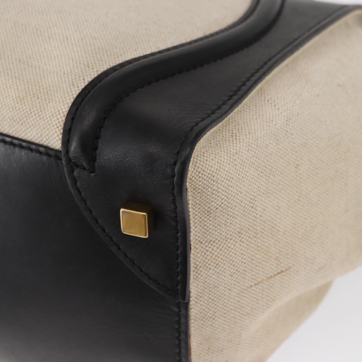 CELINE Hand Bag Canvas Beige Gold Auth 153778