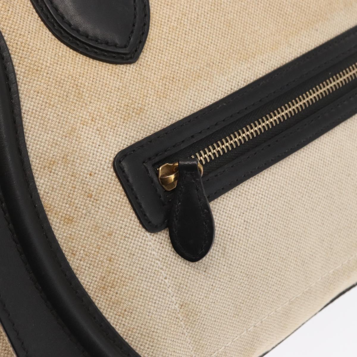 CELINE Hand Bag Canvas Beige Gold Auth 153778