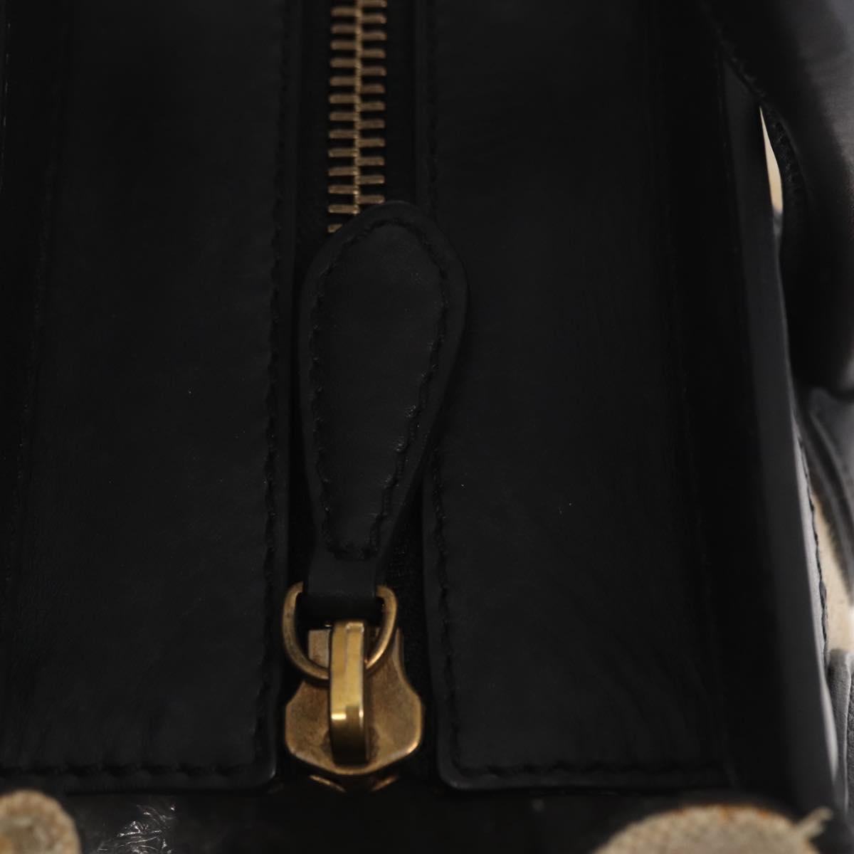 CELINE Hand Bag Canvas Beige Gold Auth 153778