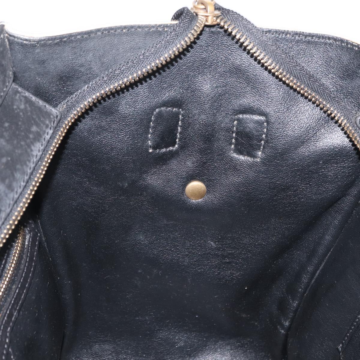 CELINE Hand Bag Canvas Beige Gold Auth 153778