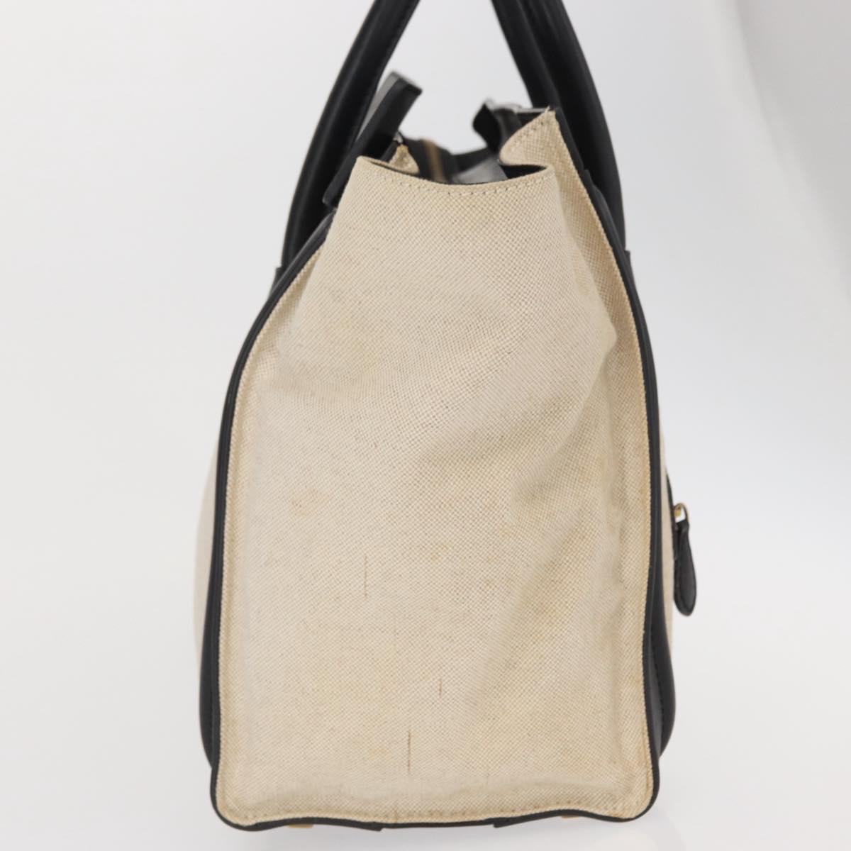CELINE Hand Bag Canvas Beige Gold Auth 153778
