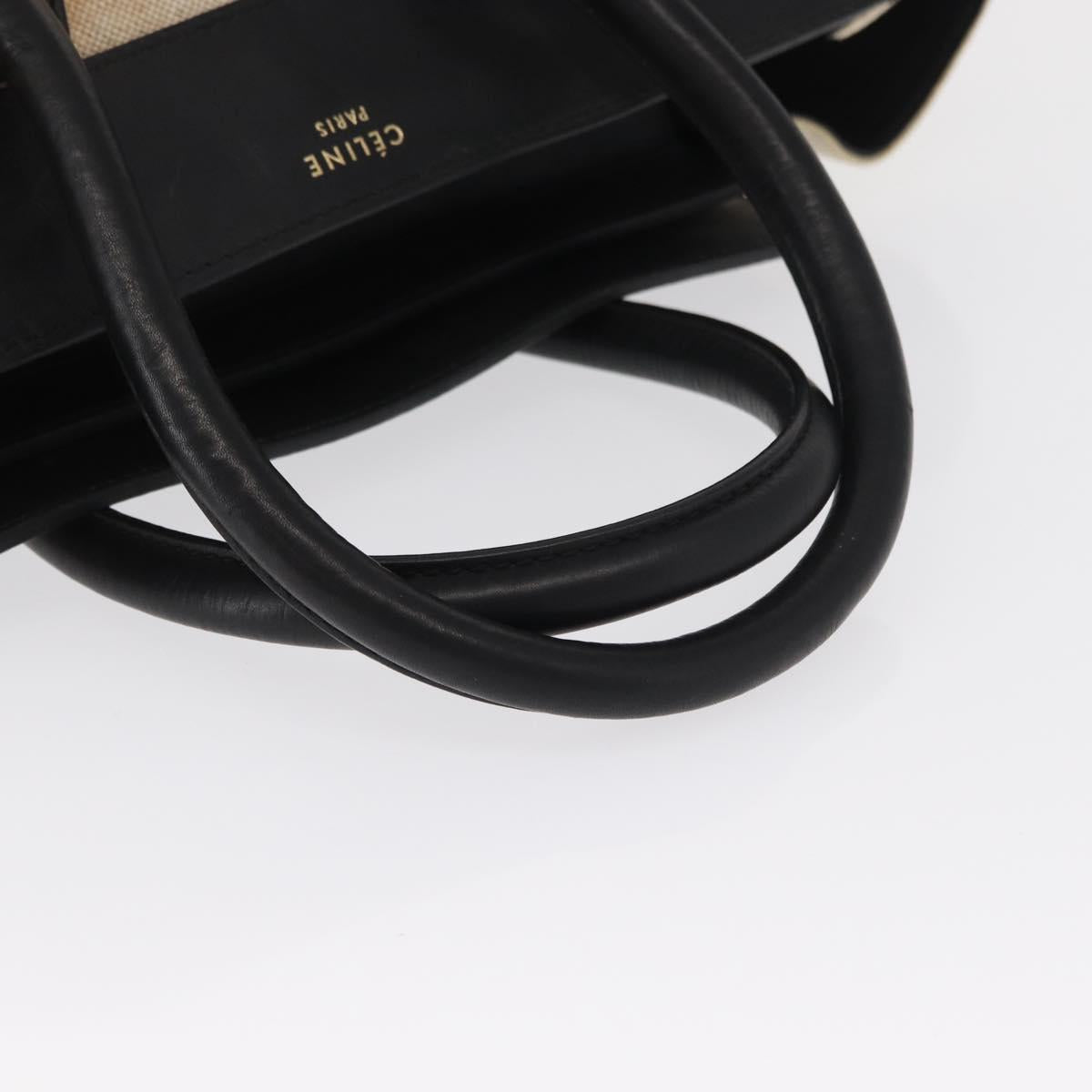 CELINE Hand Bag Canvas Beige Gold Auth 153778