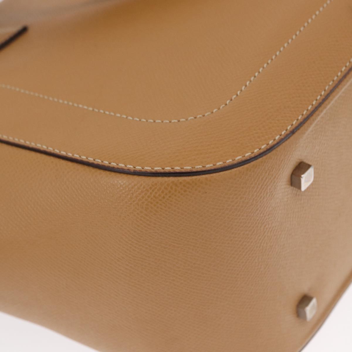 BALLY Hand Bag Leather Brown Silver Auth 153783