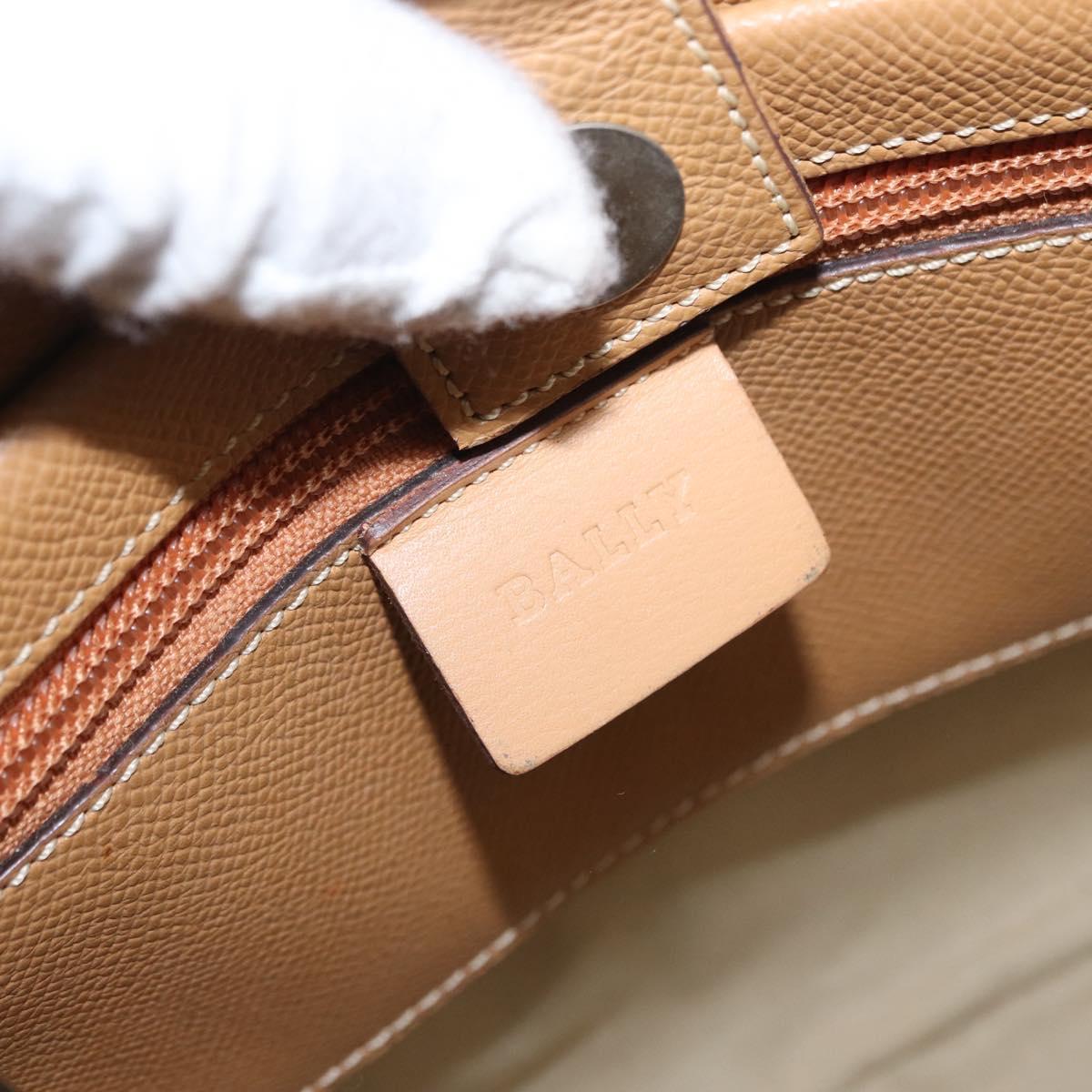 BALLY Hand Bag Leather Brown Silver Auth 153783