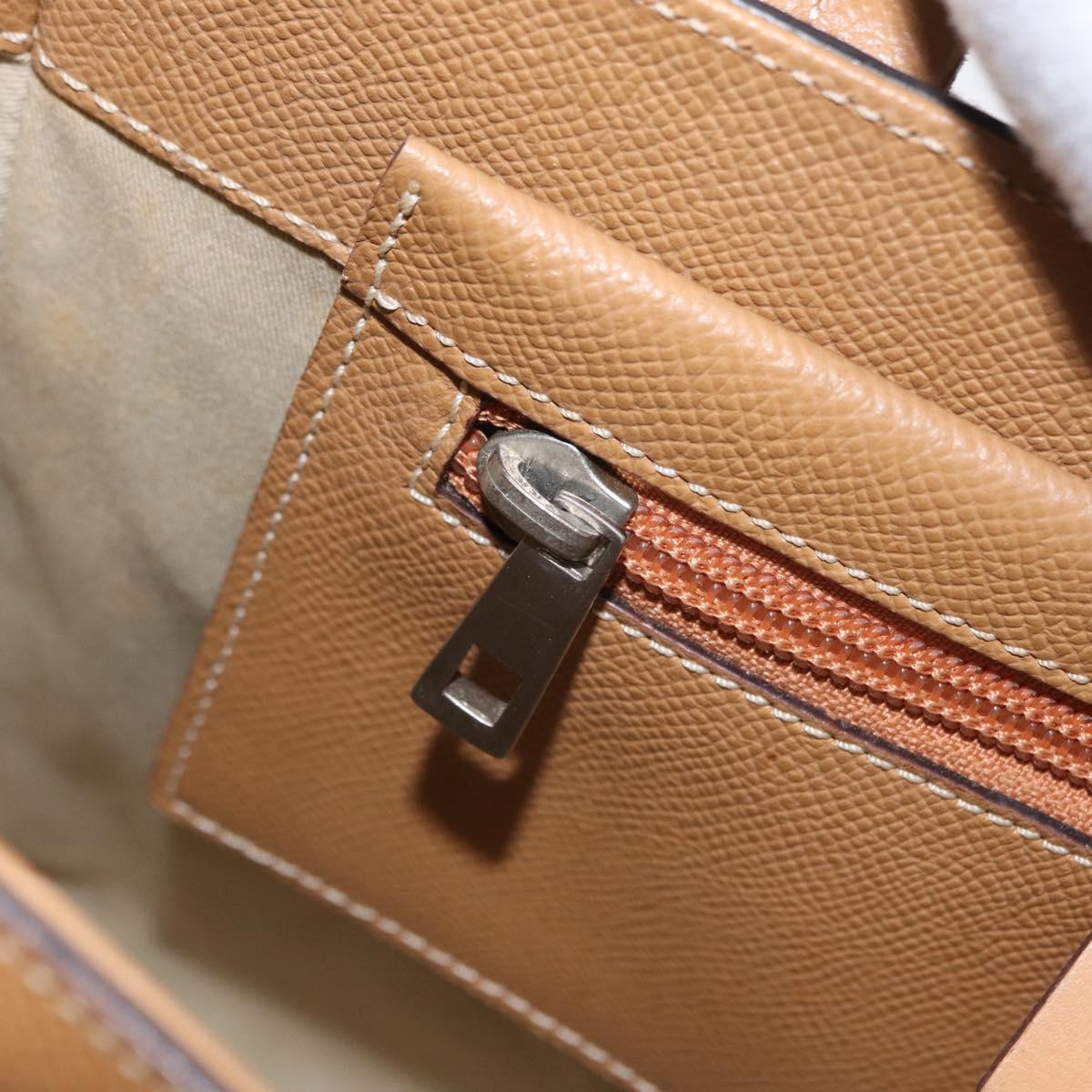 BALLY Hand Bag Leather Brown Silver Auth 153783