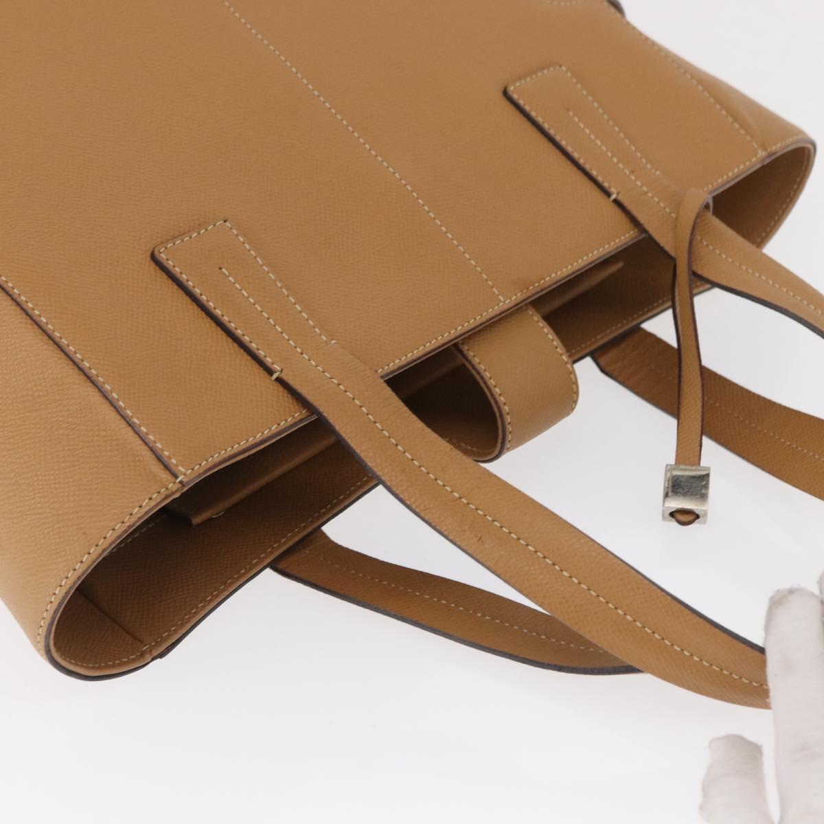 BALLY Hand Bag Leather Brown Silver Auth 153783