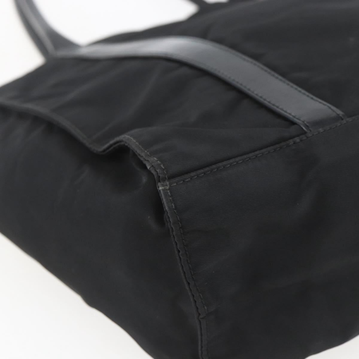 PRADA Hand Bag Nylon Black Silver Auth 153784