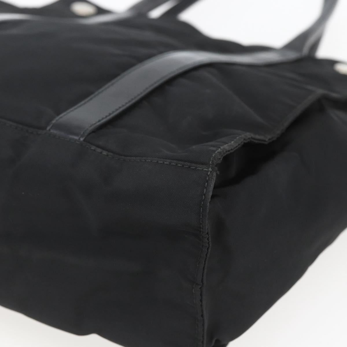 PRADA Hand Bag Nylon Black Silver Auth 153784
