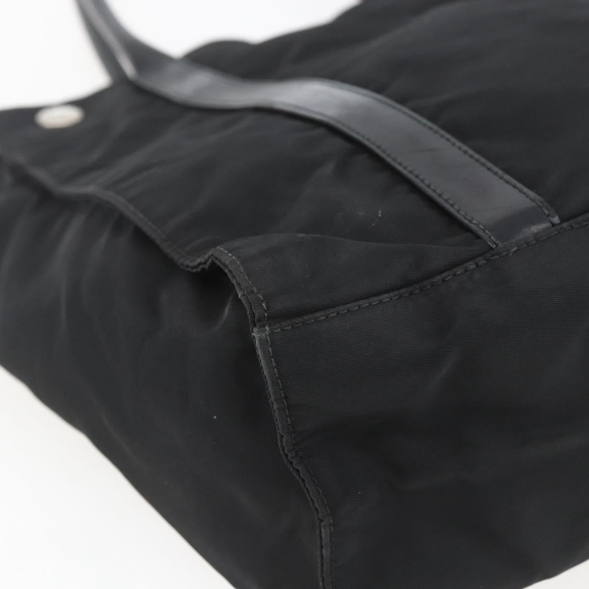 PRADA Hand Bag Nylon Black Silver Auth 153784