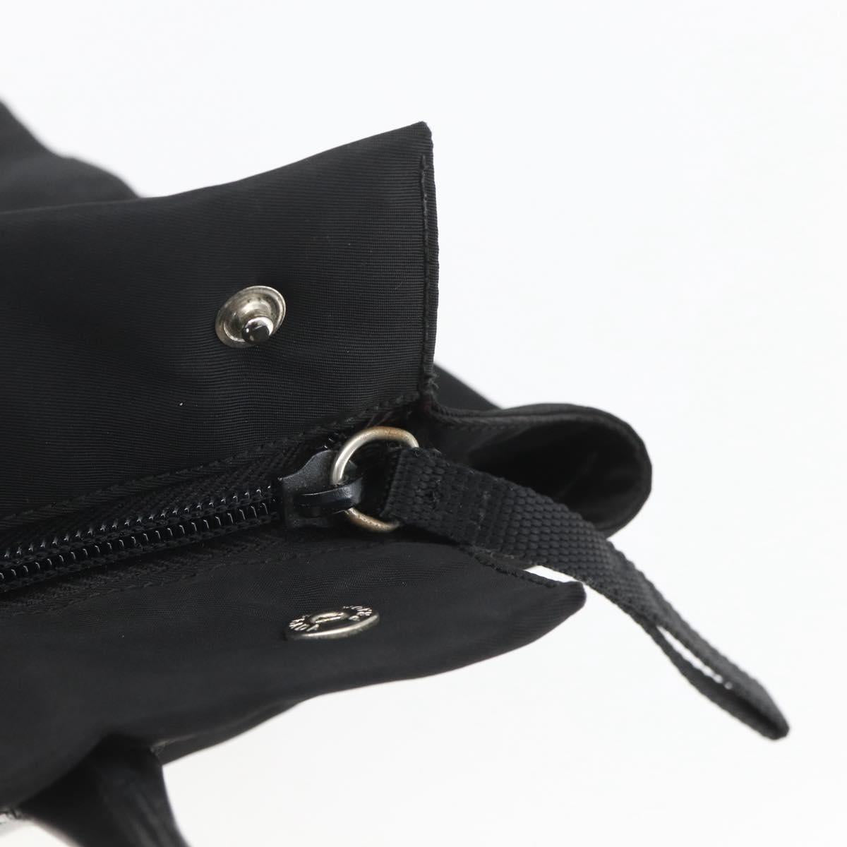 PRADA Hand Bag Nylon Black Silver Auth 153784