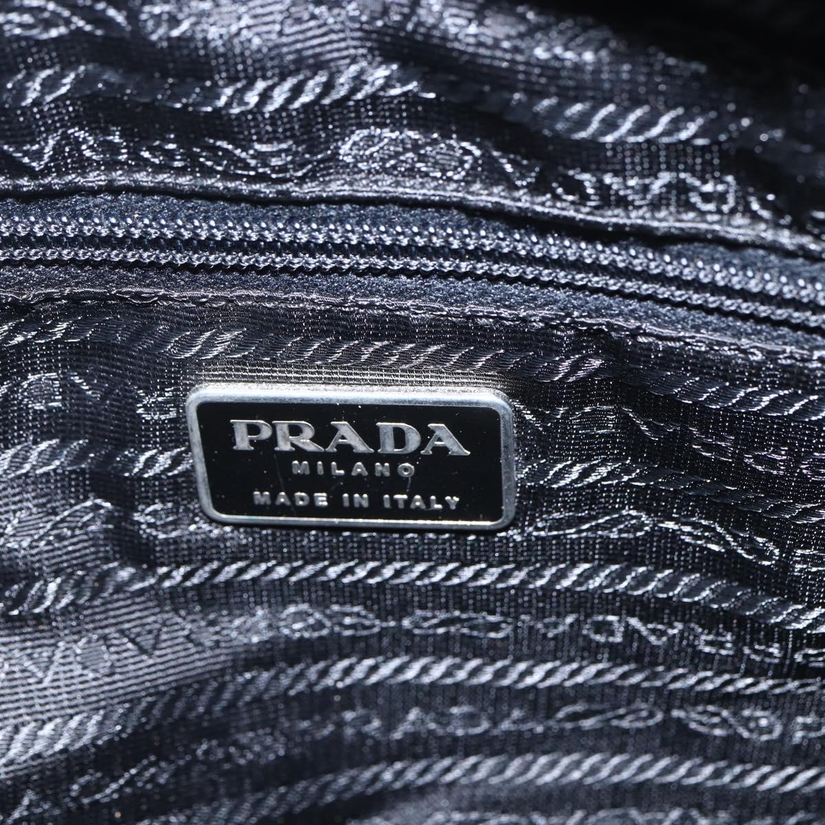 PRADA Hand Bag Nylon Black Silver Auth 153784