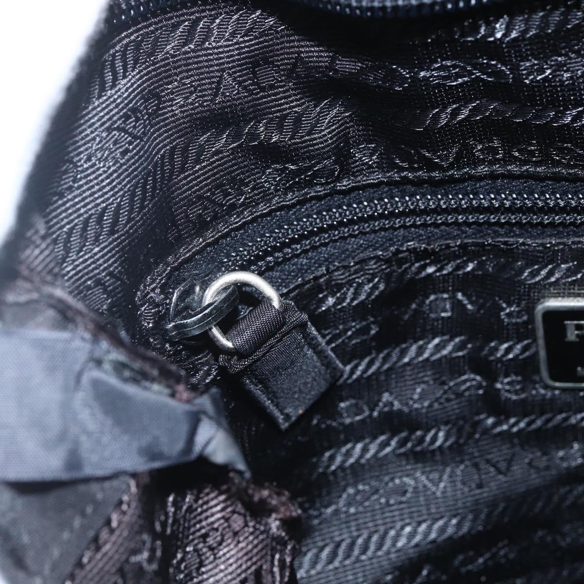 PRADA Hand Bag Nylon Black Silver Auth 153784