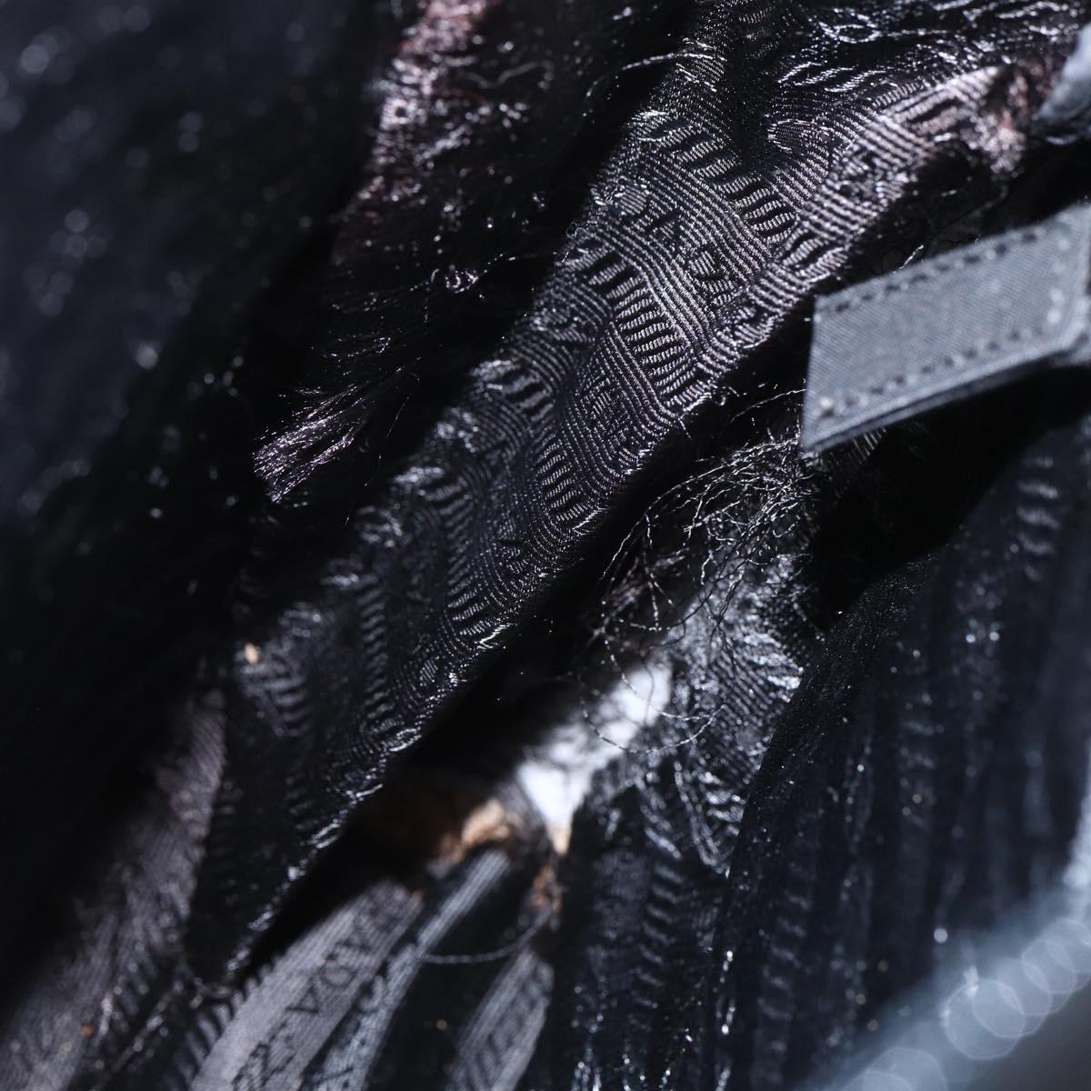 PRADA Hand Bag Nylon Black Silver Auth 153784