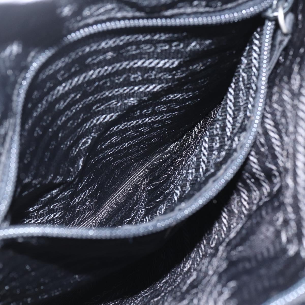 PRADA Hand Bag Nylon Black Silver Auth 153784