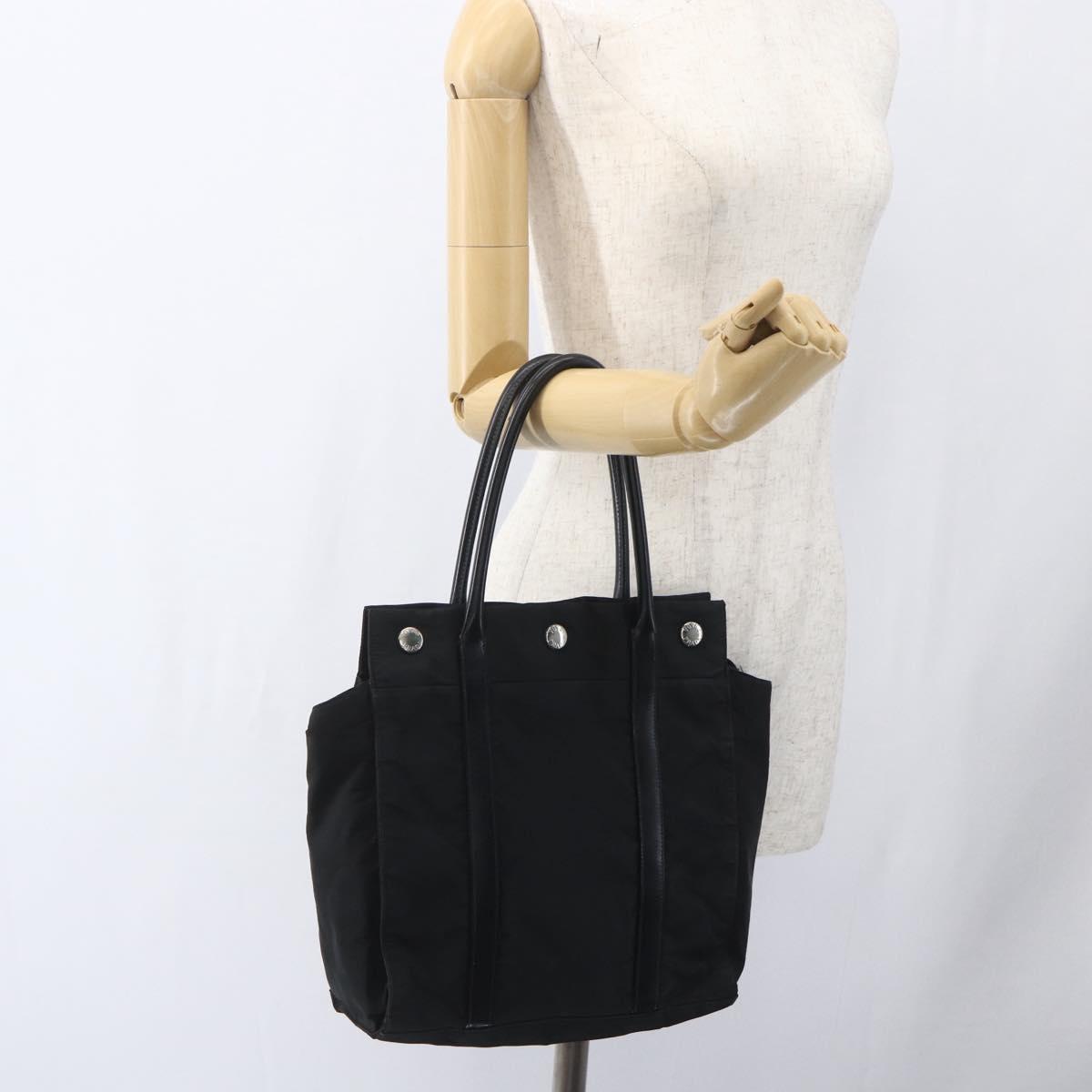 PRADA Hand Bag Nylon Black Silver Auth 153784