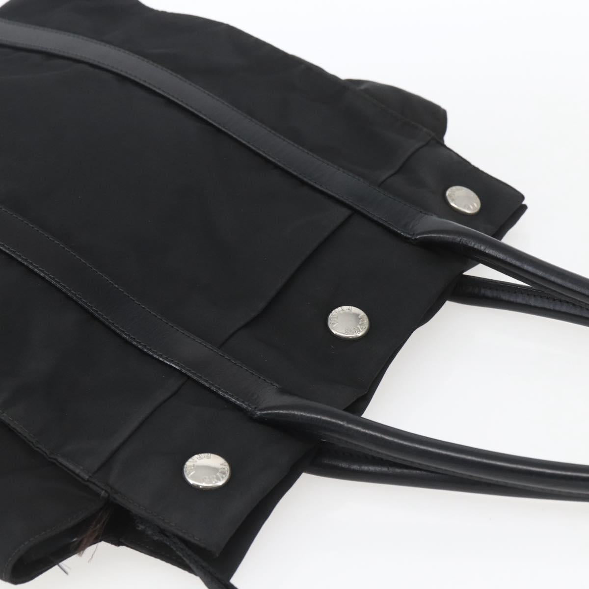 PRADA Hand Bag Nylon Black Silver Auth 153784