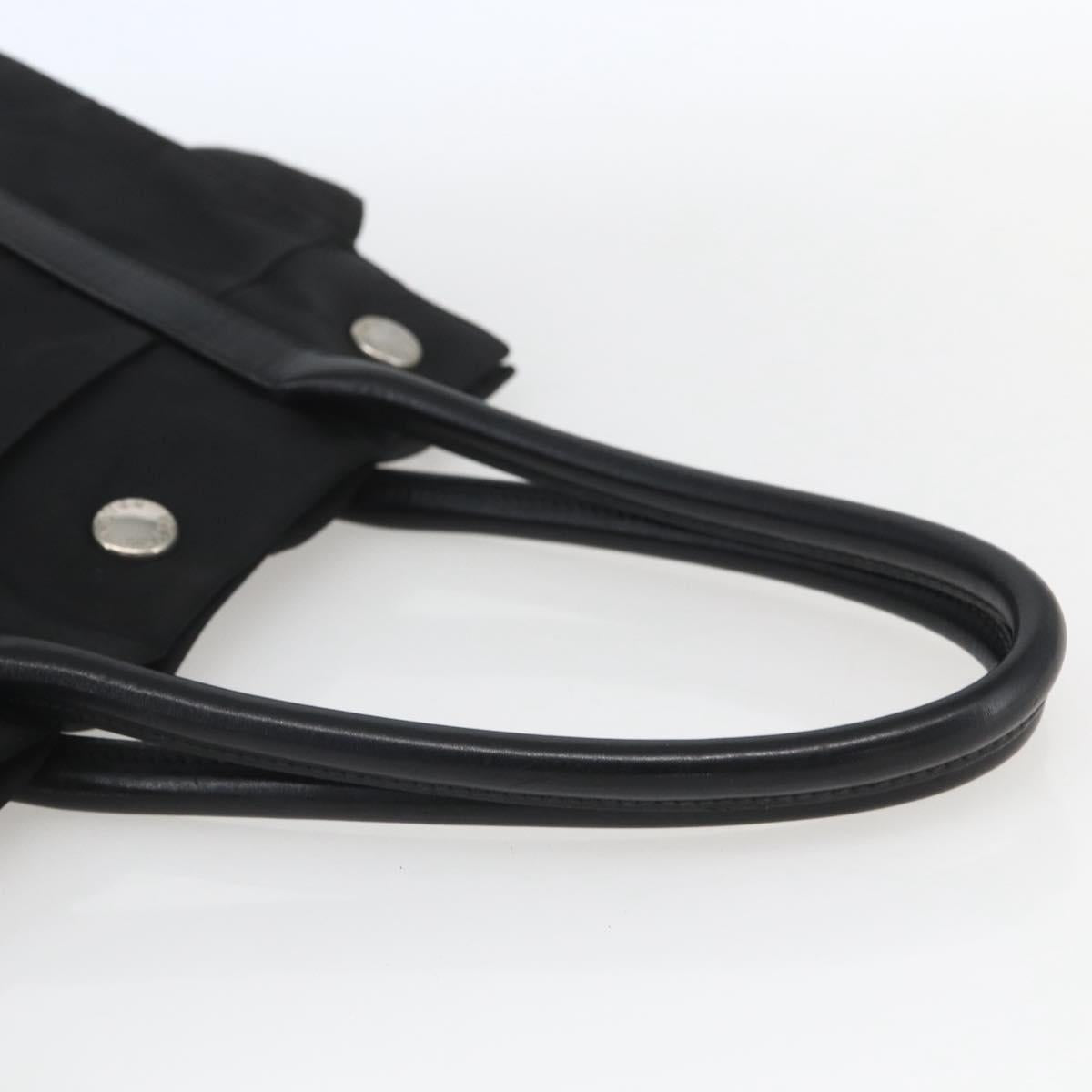 PRADA Hand Bag Nylon Black Silver Auth 153784